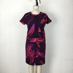 Worthington Women’s Top Skirt 2 Pc Size M Purple /Red Vintage Stretch Comfy D-